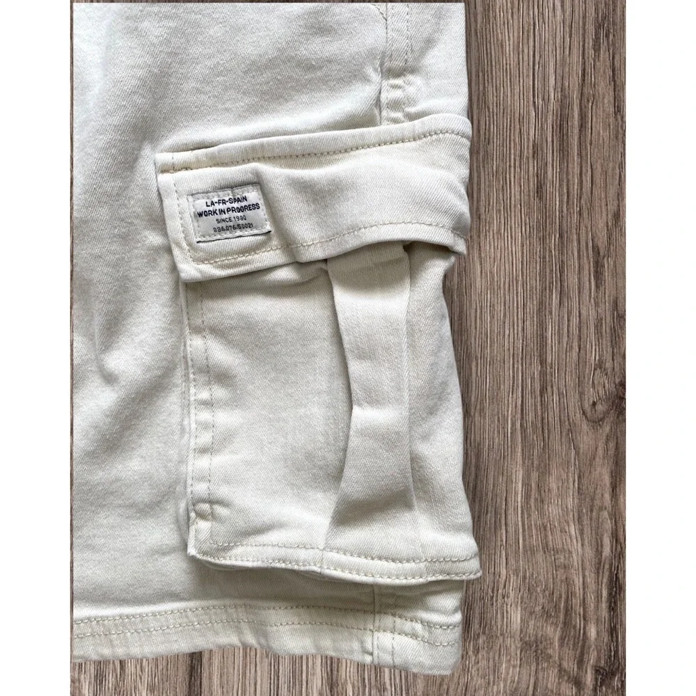 Zara Boys Off White Drawstring Cargo Shorts Size 13 - 14 Teen Youth - 8